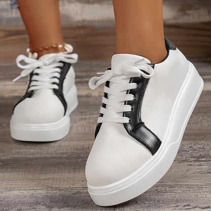 Cheky - New Lace-up Flats Women Walking Sports Skateboard Shoes Retro Fashion Casual Sneakers