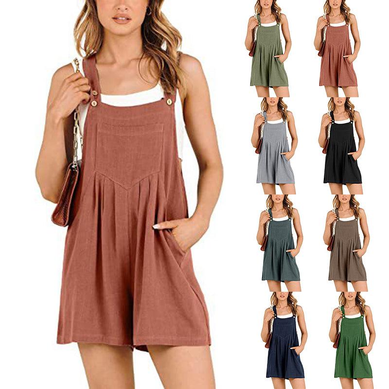 Cheky - Women's Short Overalls Summer Casual Adjustable Strap Loose Short Bib Overalls Jumpsuit Rompers