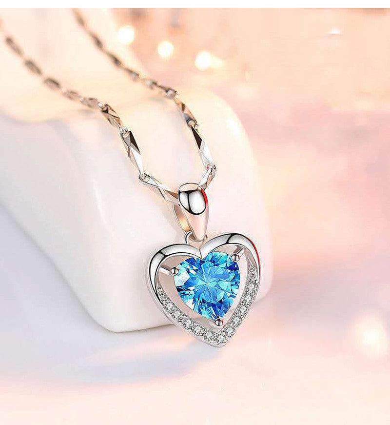 Cheky - 925 Heart-shaped Rhinestones Necklace Luxury Personalized Necklace For Women Jewelry Jewelry Valentine's Day Gift