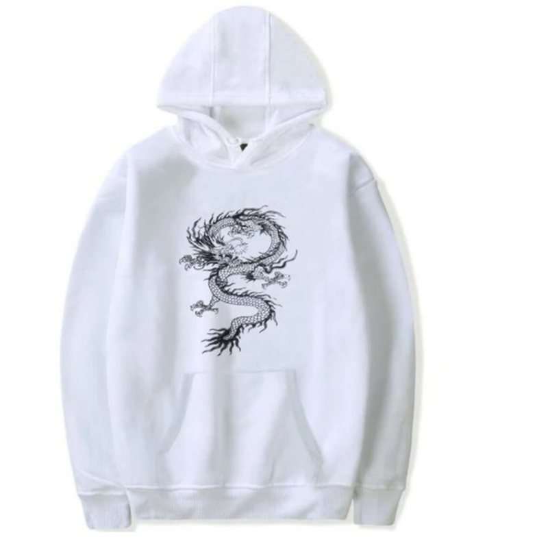 Cheky - Hoodies Men's Chinese Dragon Print Hoodie Street Casual