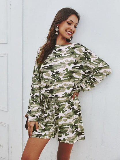 Cheky - Spring Wear European And American Camouflage Casual One-piece Shorts