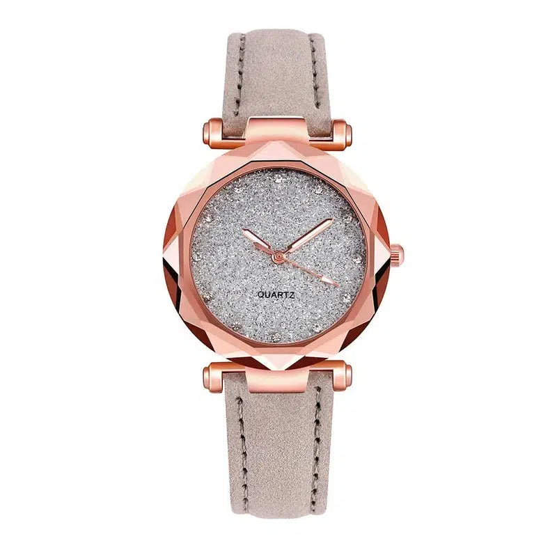 Cheky - Ladies Fashion Korean Rhinestone Rose Gold Quartz Watch Female Belt Watch Women's Watches Fashion Clock Watch Women Watches #vk