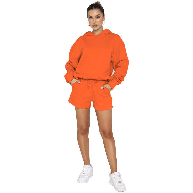 Cheky - Solid Color Pullover Hooded Long Sleeves Sweater For Women