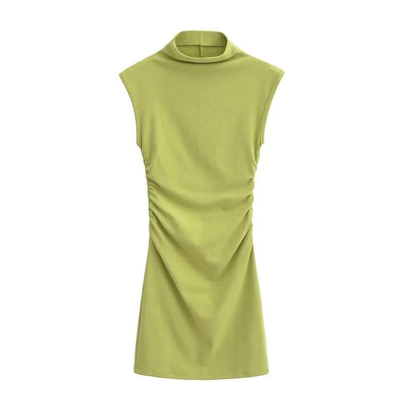 Cheky - Summer New Slim Sleeveless Tight Half Turtleneck Dress Women