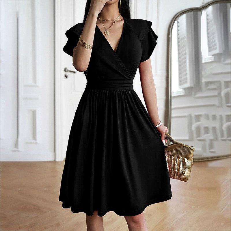 Cheky - Women's Fashionable Temperament Elegant V-neck Midi Dress