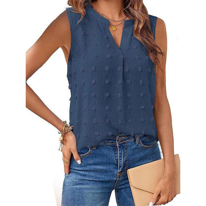 Cheky - Women's Jacquard Sleeveless V-neck Vest