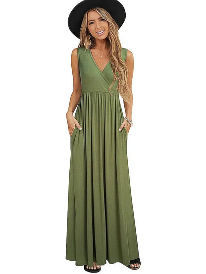 Cheky - Casual Dresses V-neck Maxi Long Flare