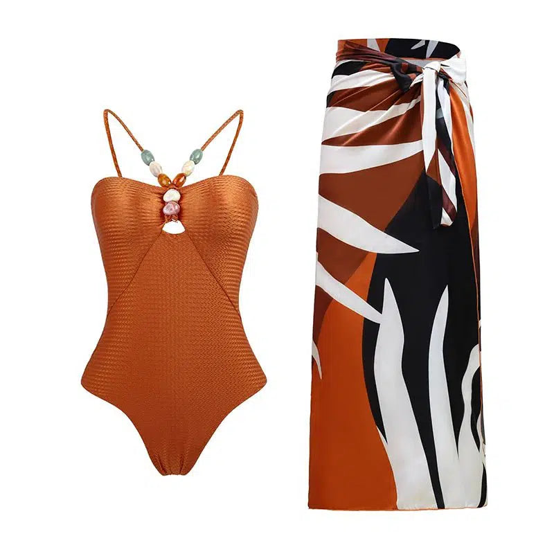 Cheky - New Sexy Push Up One Piece Swimwear Women Retro Print Biquini Skirt Cover Up Monokini Brazilian Swimming Suit Dress