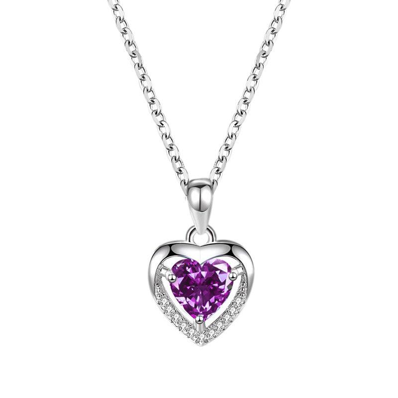 Cheky - 925 Heart-shaped Rhinestones Necklace Luxury Personalized Necklace For Women Jewelry Jewelry Valentine's Day Gift