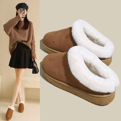 Cheky - Women Winter New Round Head Leisure Slip-onPlus Size Cotton Shoes