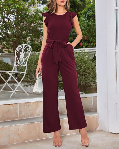 Cheky - Jumpsuit Women's Ruffled Wide Leg Strap