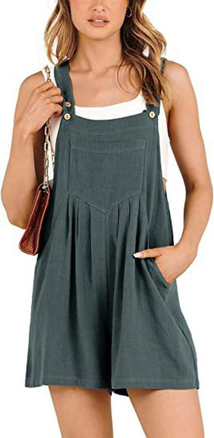 Cheky - Women's Short Overalls Summer Casual Adjustable Strap Loose Short Bib Overalls Jumpsuit Rompers