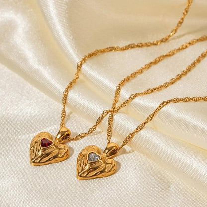 Cheky - Alloy Heart-shaped Necklace With Diamond Fashion INS Style Necklace Love Valentine's Day