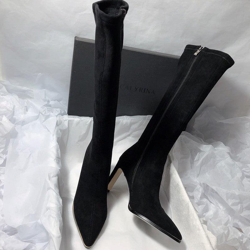 Cheky - Women's High Heel Stretch Below The Knee Boots