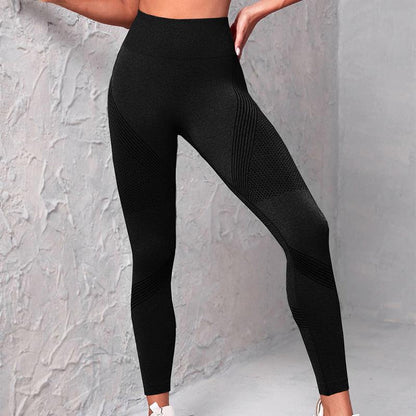 Cheky - High Waist Seamless Yoga Pants Women's Solid Color Dot Striped Print Butt Lifting Leggings Fitness Running Sport Gym Legging Outfits