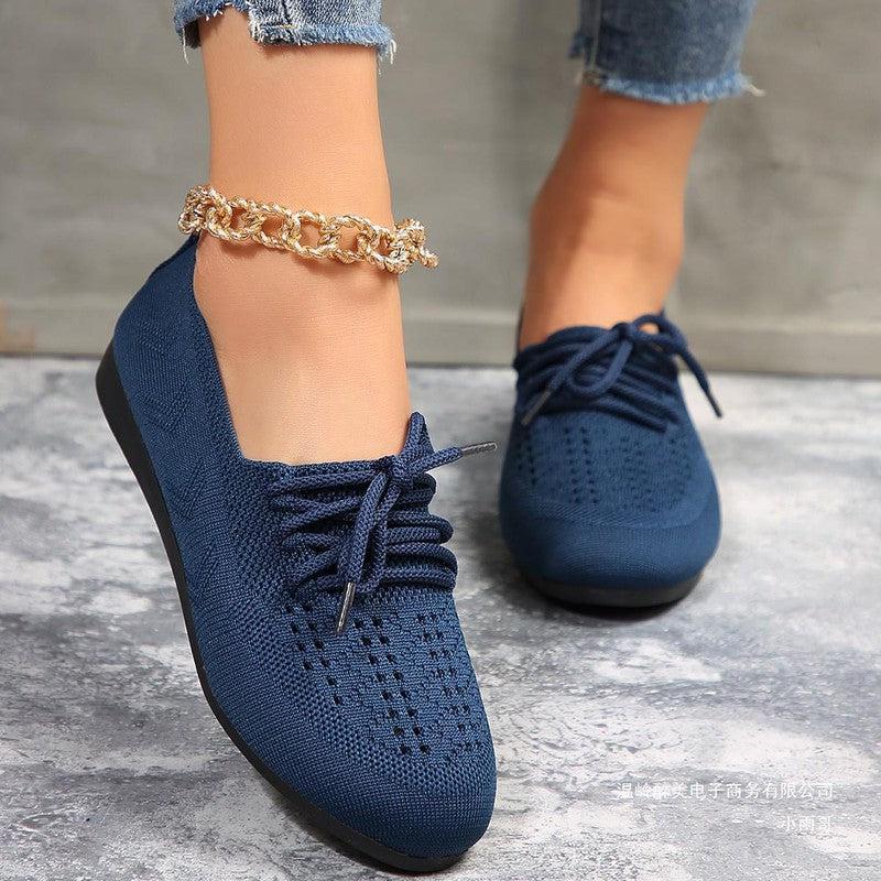 Cheky - Lace-up Flats Women Fashion Breathable Lazy Mesh Shoes