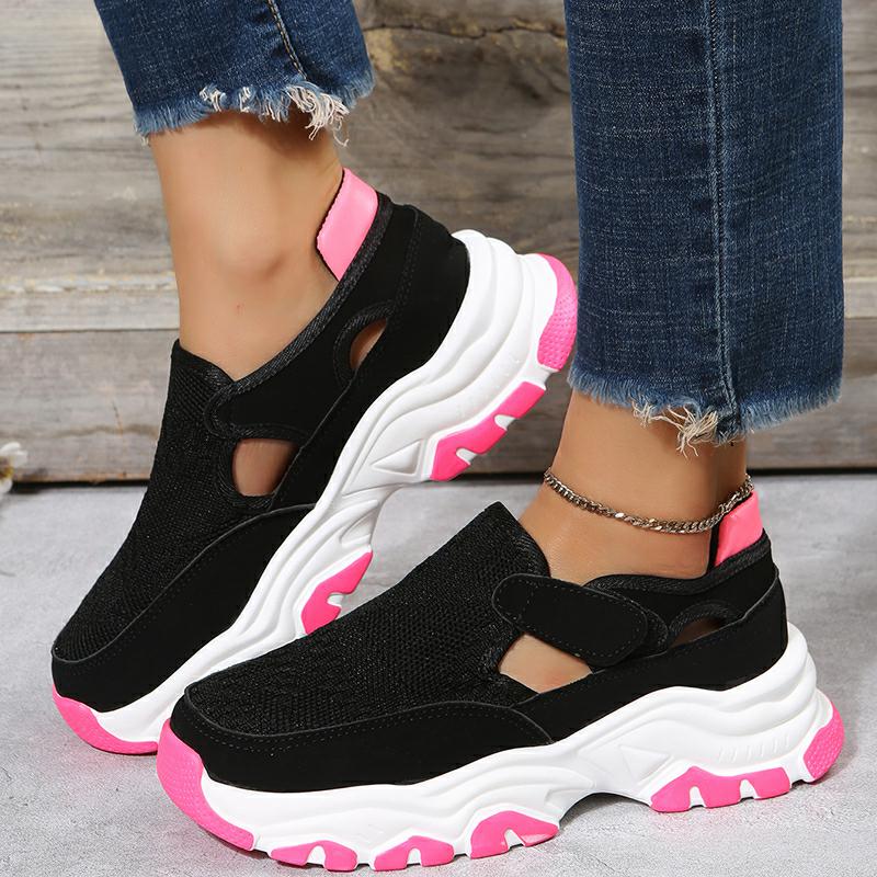 Cheky - Mesh Sport Shoes Women Fashion Outdoor Flat Heel Round Toe Preppy Running Shoes