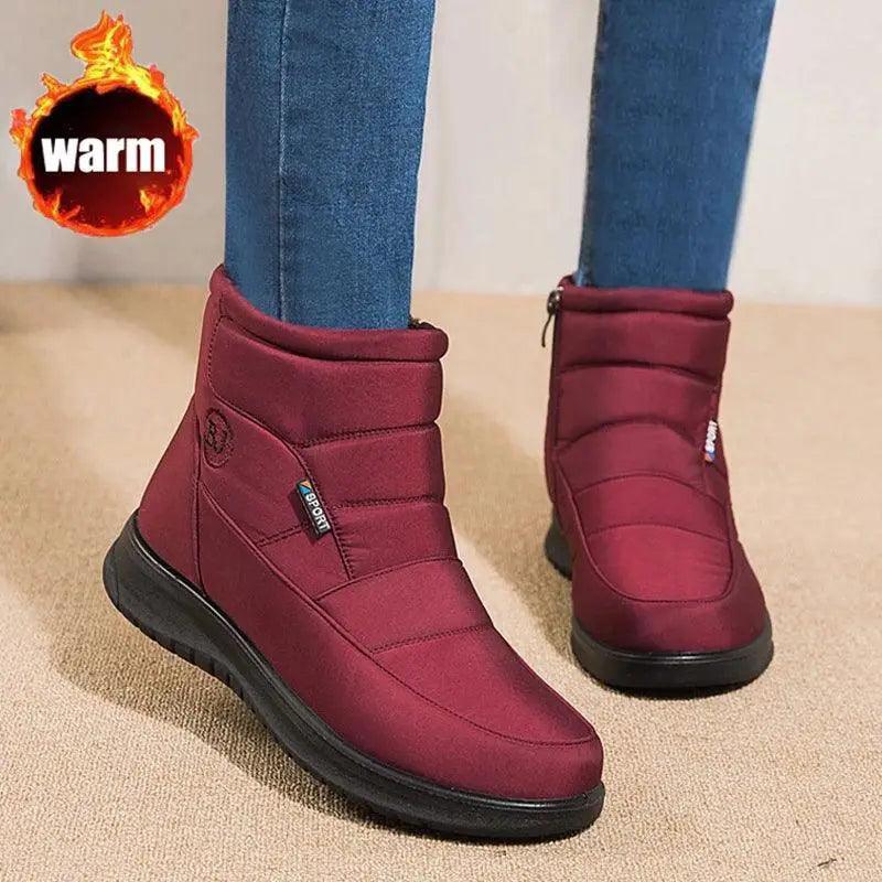 Cheky - Ankle Boots For Women Non-slip Waterproof Snow Boots Flat