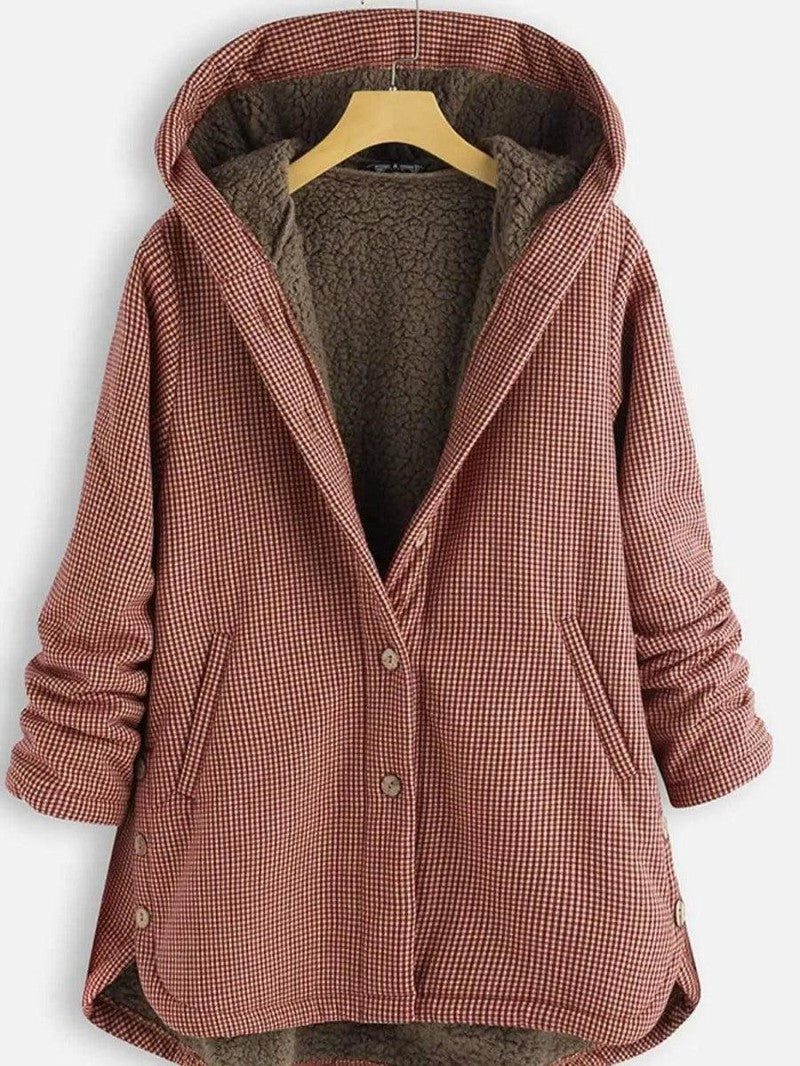 Cheky - Buttoned Solid Hooded Jacket