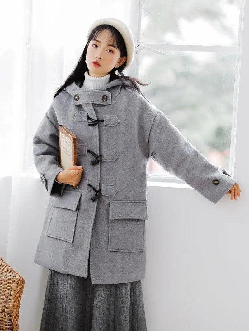 Cheky - Cape button tweed coat