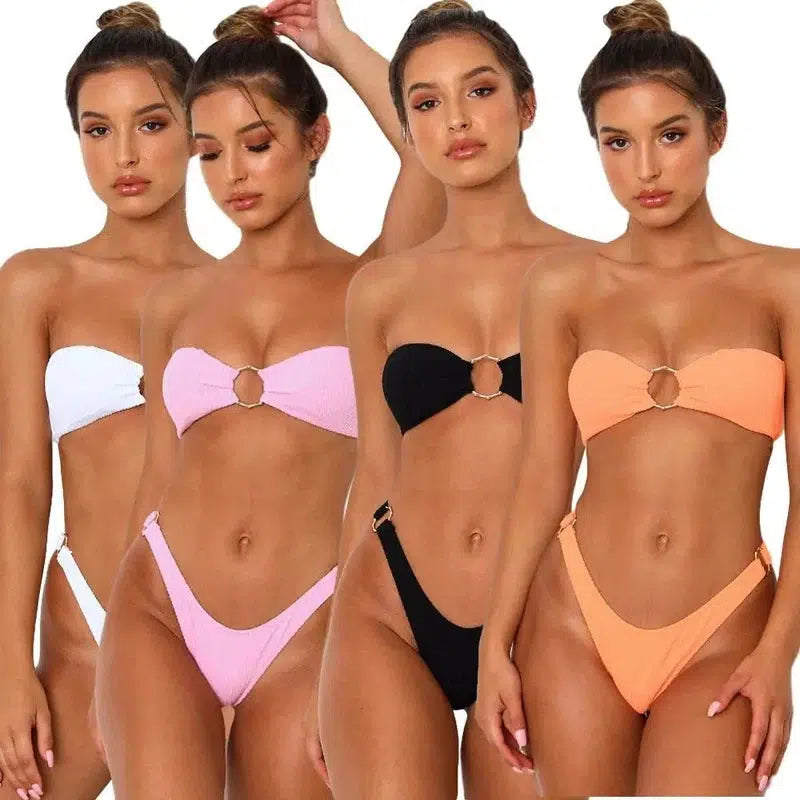 Cheky - Sleek Twist Bandeau Bikini Set