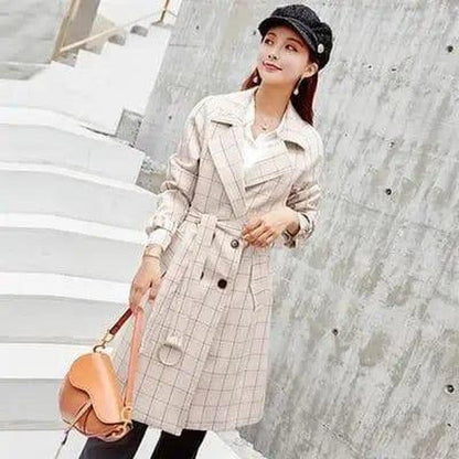 Cheky - Mid-length cardigan long-sleeved trench coat