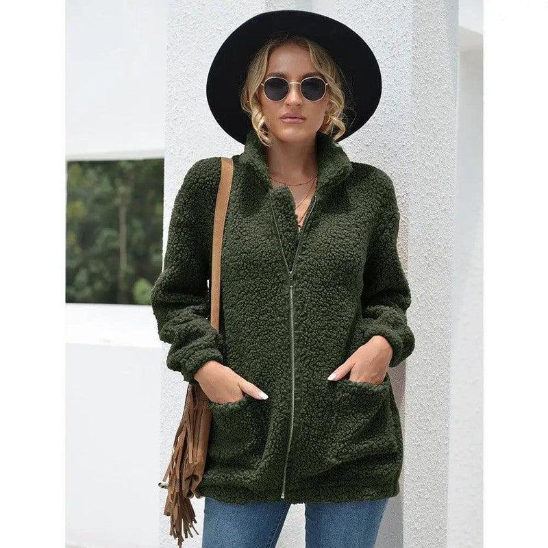 Cheky - New Autumn And Winter Zipper Warm Sweater Outer Wear Women