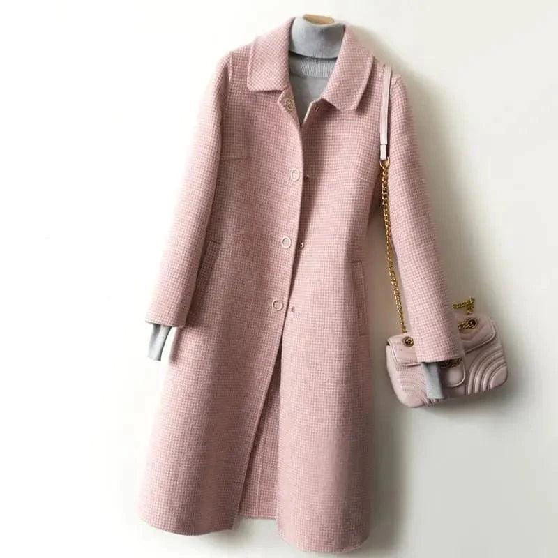 Cheky - Over-the-knee Fashionable Woolen Coat Loose