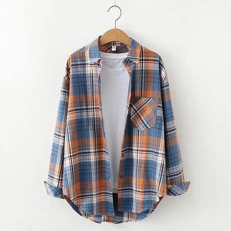 Cheky - Plaid Shirt Women'S Long-Sleeved Loose Shirt Jacket