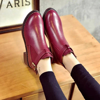 Cheky - Simple Thick Heel Mid-heel Martin Boots Female Round Toe Fashion British Short Boots Women