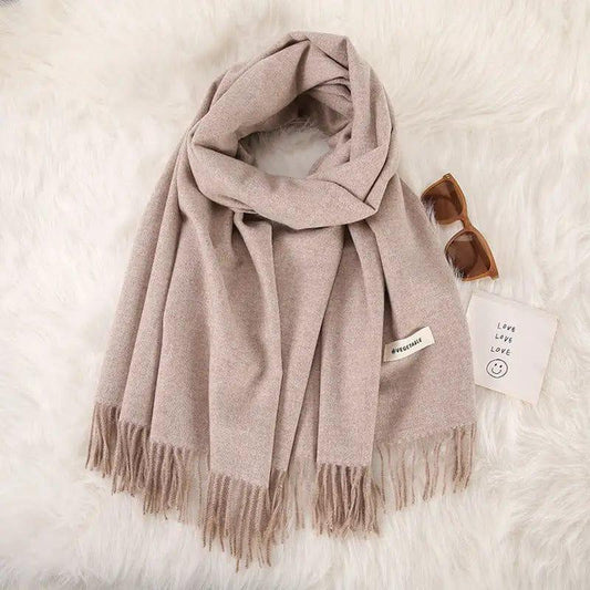 Cheky - Women's Fashionable All-match Cashmere Tassel Double-sided Scarf